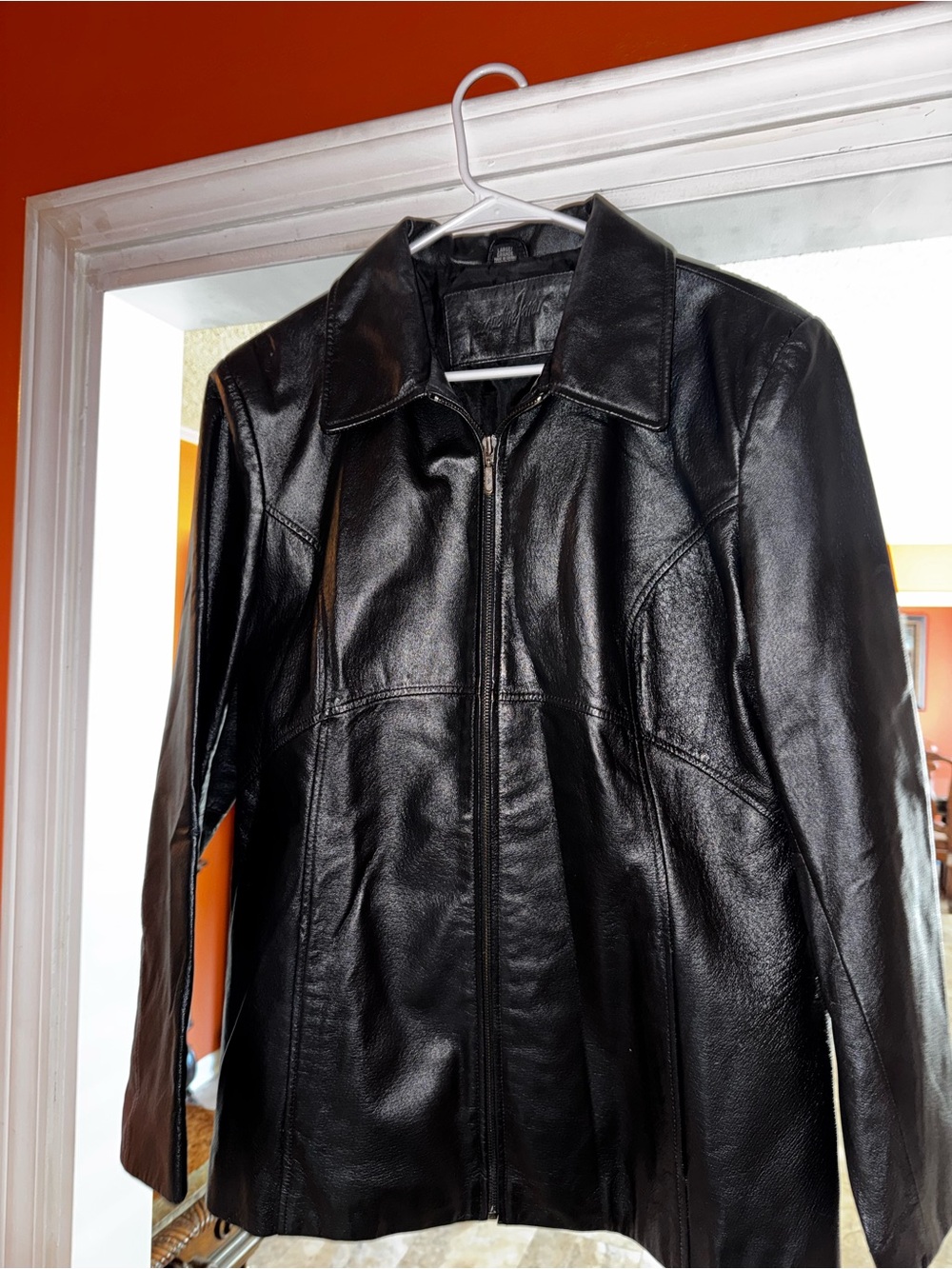Jacqueline Ferrar Black Leather Zip-Front Jacket